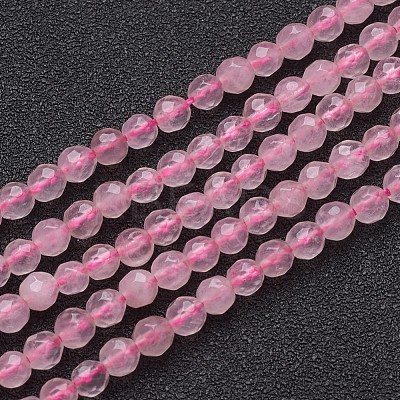 Natural Rose Quartz Beads Strands X-G-G099-F4mm-15-1