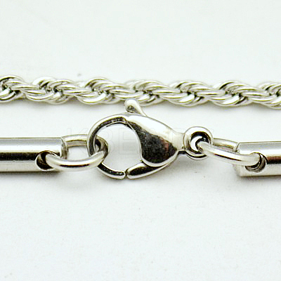 Tarnish Resistant 304 Stainless Steel Necklaces Men's Rope Chain Necklaces NJEW-G038-101-1