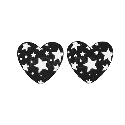Heart Acrylic Printed Stud Earrings for Women EJEW-G418-01B-1