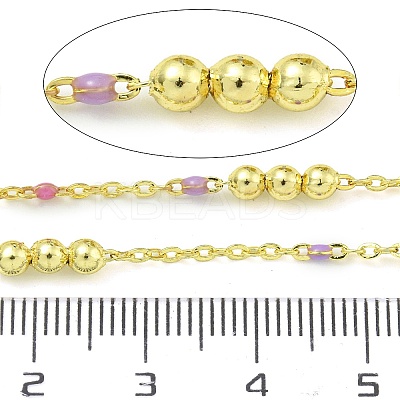 Brass Enamel Round Beaded Link Chain CHC-G022-07G-20-1