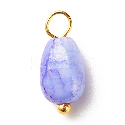 Opaque Baking Paint Crackle Glass Beads Pendants PALLOY-JF01242-1