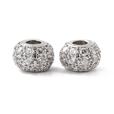Eco-Friendly Brass Micro Pave Cubic Zirconia Beads ZIRC-C027-15P-RS-1