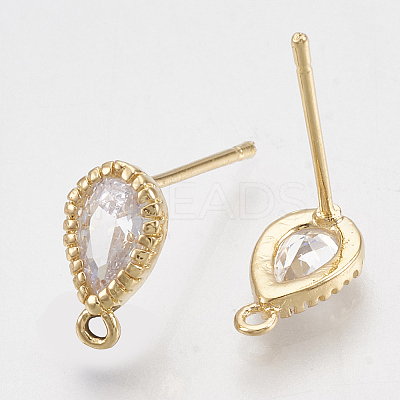 Brass Cubic Zirconia Stud Earring Findings X-KK-T035-05-1