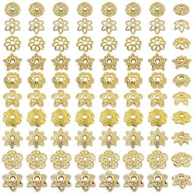 100Pcs 10 Styles Brass Bead Caps KK-CJ0002-08-1