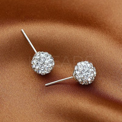 Brass Ball Stud Earrings EJEW-BB42387-A-1