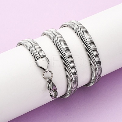 8MM 304 Stainless Steel Flat Snake Chain Necklaces NJEW-P338-09P-1