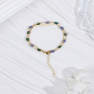 1Pc Brass Enamel Chain Double-strand Bracelets BJEW-LP0004-10-1