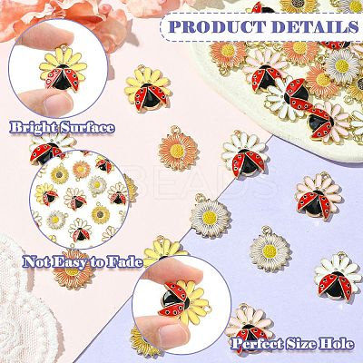 30Pcs 6 Styles Rack Plating Alloy Enamel Pendants ENAM-CJ0006-25-1