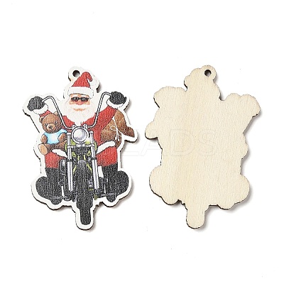 Single Face Christmas Printed Wood Big Pendants WOOD-D025-36-1