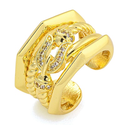 Rack Plating Brass Micro Pave Cubic Zirconia Cuff Rings for Women RJEW-I107-08G-1