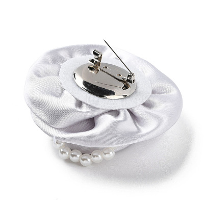 Flower Cloth with Plastic Pearl Brooch Pin JEWB-K013-01P-06-1