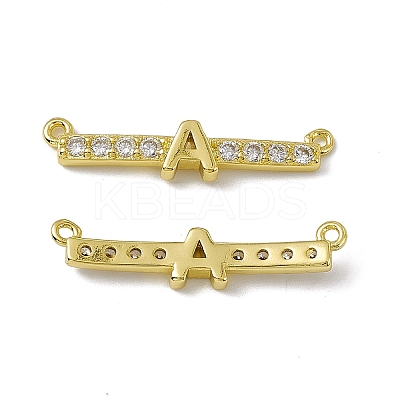 Rack Plating Brass Micro Pave Clear Cubic Zirconia Connector Charms KK-C007-37G-A-1