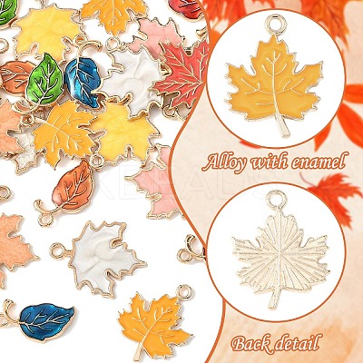 30Pcs 10 Styles Autumn Theme Zinc Alloy Pendants ENAM-YW0006-94-1