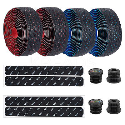 2 Sets 2 Colors Adhesive PU Leather Non-slip Bike Handlebar Tapes FIND-GO0001-21-1