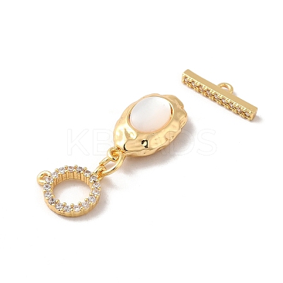 Real 18K Gold Plated Brass Micro Pave Clear Cubic Zirconia Toggle Clasps KK-M243-10G-02-1
