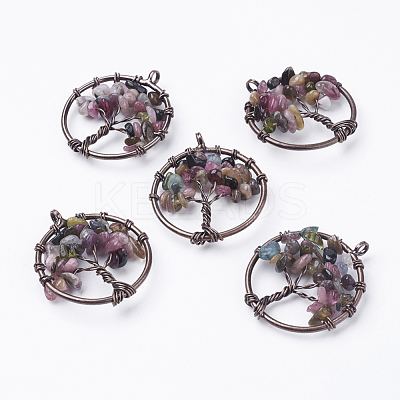 Natural Multicolor Tourmaline Pendants G-E419-14R-1