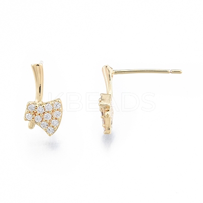 Clear Cubic Zirconia Axe Dangle Stud Earrings LS-EJEW-F291-03G-1
