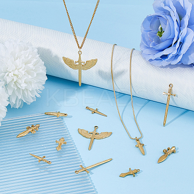 12Pcs 6 Styles Stainless Steel Pendants STAS-HS0001-28-1