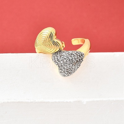 Brass Micro Pave Cubic Zirconia Cuff Rings for Women RJEW-F184-04GP-1