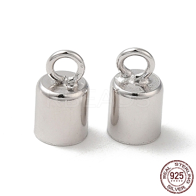 Anti-Tarnish Rhodium Plated 925 Sterling Silver Cord Ends STER-P055-02D-P-1