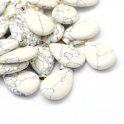 Teardrop Natural Howlite Pendants LS-G-Q368-19-1