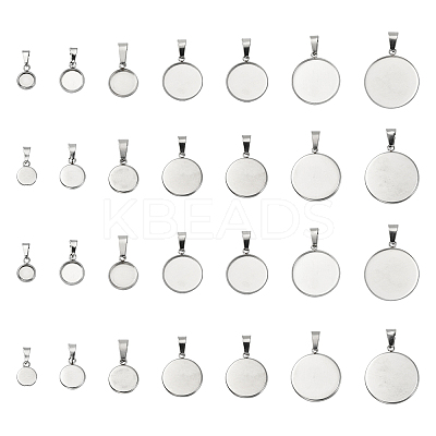 35Pcs 7 Styles 304 Stainless Steel Pendant Cabonchon Settings STAS-CJ0002-16-1