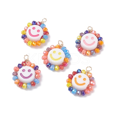 Electroplate Glass Beads  Pendants PALLOY-JF01374-1
