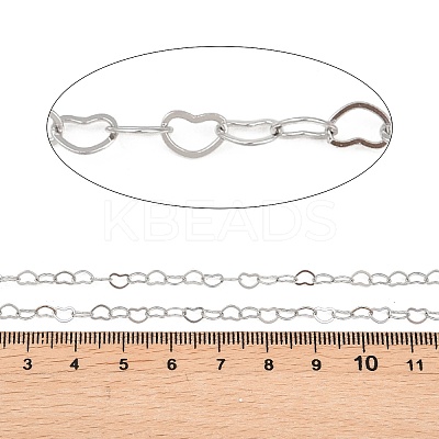 304 Stainless Steel Heart Link Chains CHS-C013-04P-01-1