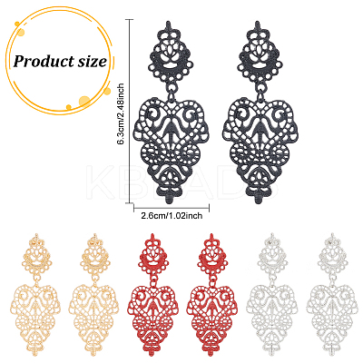 4 Pairs 4 Colors Alloy Dangle Stud Earrings for Women EJEW-AN0003-92-1