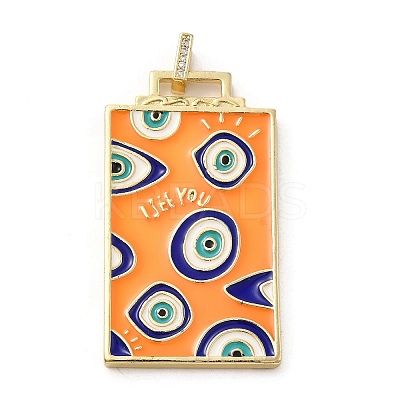 Brass Micro Pave Cubic Zirconia Pendant with Enamel KK-H458-02G-O02-1