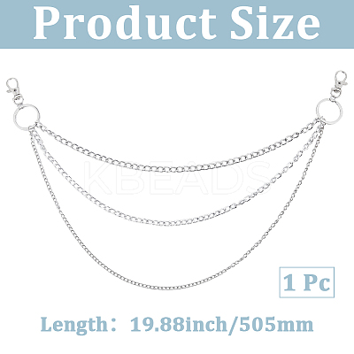 1Pc Alloy Twisted Chain 3 Layered Chain Belts for Women Men AJEW-CY0002-25P-1