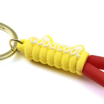 Cat Paw Print PVC Rope Keychains KEYC-B015-03LG-04-1