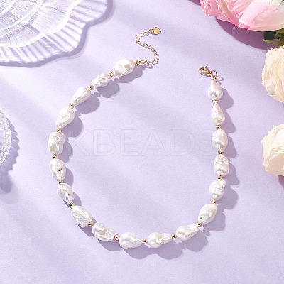 Natural Baroque Pearl Keshi Pearl Beaded Necklaces for Women NJEW-JN05870-1
