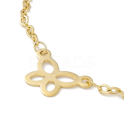 PVD Vacuum Plating 304 Stainless Steel Butterfly Link Anklet with Cable Chains for Women STAS-E001-16G-1