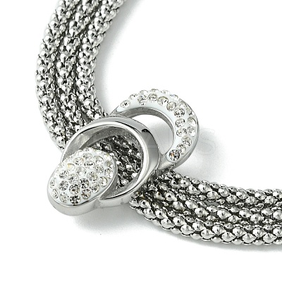 304 Stainless Steel Popcorn Chains Triple Layer Multi-strand Bracelet BJEW-Q775-09P-1