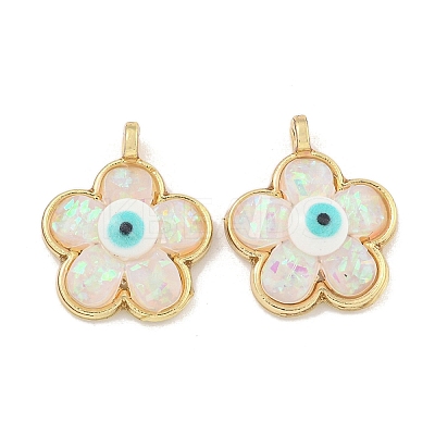 Translucent Evil Eye Resin Pendants KK-M219-22G-01-1