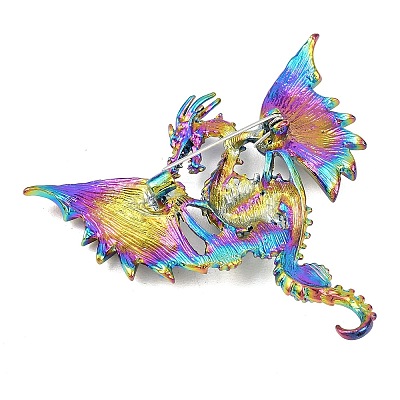 Dragon with Evil Eye Alloy Rhinestone with Plastic Lapel Pins for Backpack Clothes JEWB-G043-02C-1