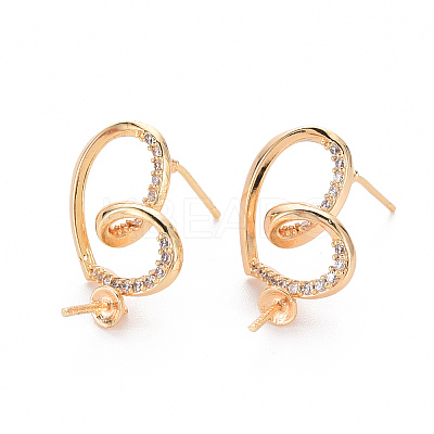 Brass Micro Pave Clear Cubic Zirconia Earring Findings KK-T062-232G-NF-1