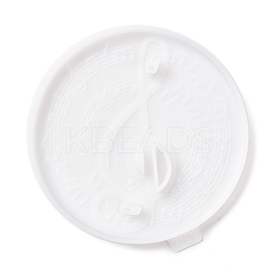 Flat Round with Musical Note Pattern Cup Mat Silicone Molds LS-DIY-M039-07-1