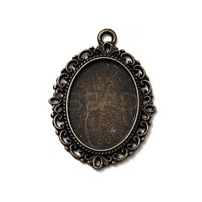 Tibetan Style Alloy Pendant Cabochon Settings X-TIBE-T003-09AB-NR-1