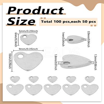 100Pcs 2 Styles Tarnish Resistant 304 Stainless Steel Stamping Blank Tag Pendants STAS-LP0002-54-1