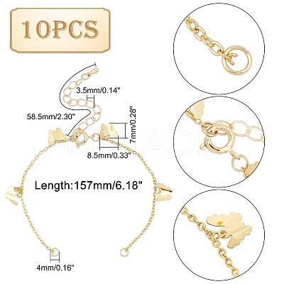 10Pcs Brass Curb Chains Bracelet Making AJEW-UN0001-19-1