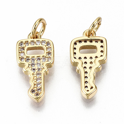 Brass Micro Pave Clear Cubic Zirconia Pendants ZIRC-S067-153-NF-1