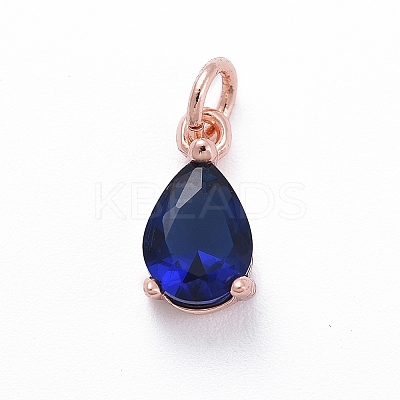Brass Micro Pave Cubic Zirconia Pendants ZIRC-E164-64RG-B-1