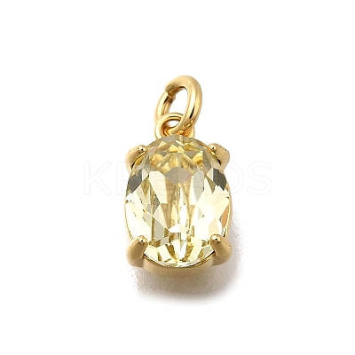 Oval Brass with Glass Charms KK-G525-08G-1