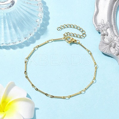 Brass Bar Link Chain Bracelets for Women Men BJEW-JB10274-01-1