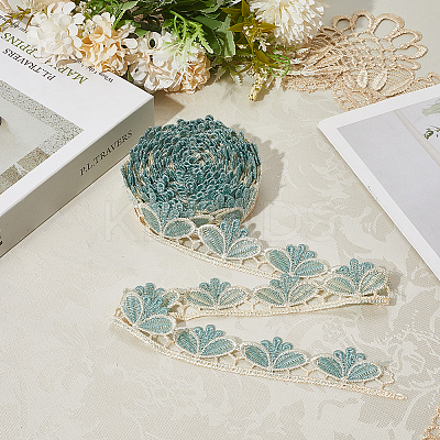6Yards Polyester Wavy Lace Trim Ribbon SRIB-GF0001-45C-1
