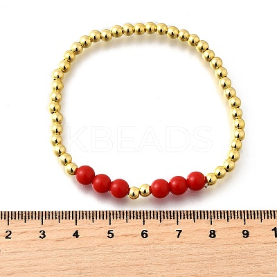 ABS Imitation Pearl Round Beads Stretch Bracelets for Women BJEW-D317-12B-G-1