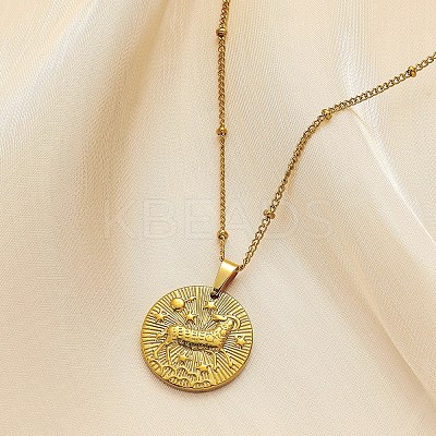 Constellation Coin Stainless Steel Pendant Necklace for Women PW-WG95399-05-1