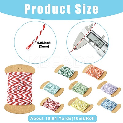 8 Rolls 8 Colors 10M Two Tone Cotton Cords OCOR-CJ0004-14-1